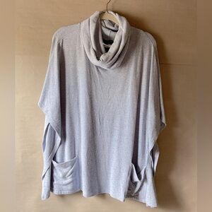 French Kyss Light blue Cowl Neck knit poncho. Size M
